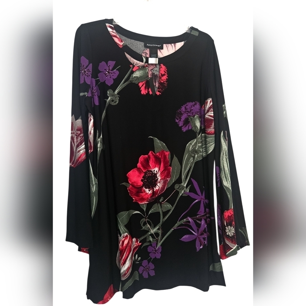 Ashley Stewart Floral Tunic Top Women 14/16 NWT